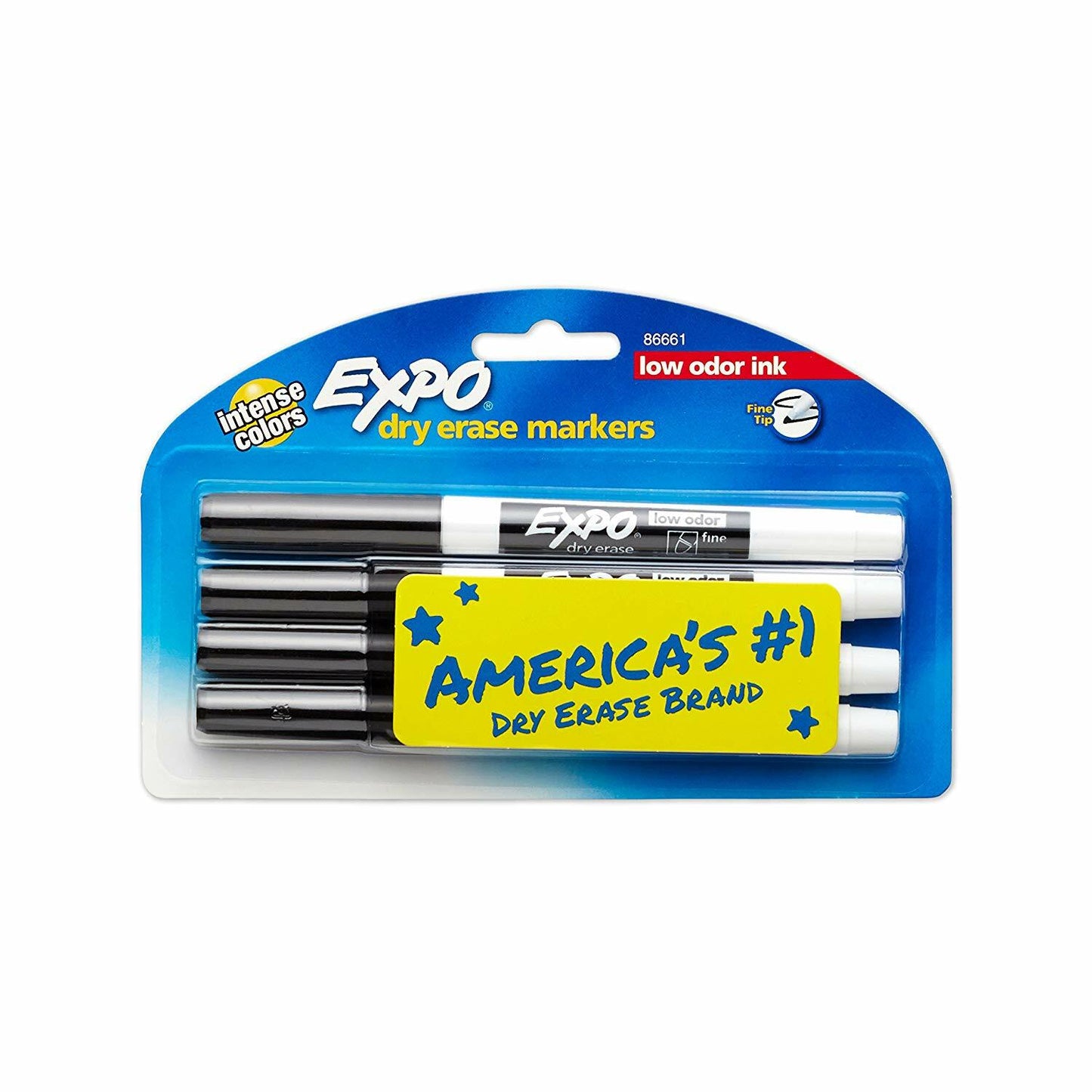 Low-Odor Dry Erase Markers, Fine Point, Black [pk-4]