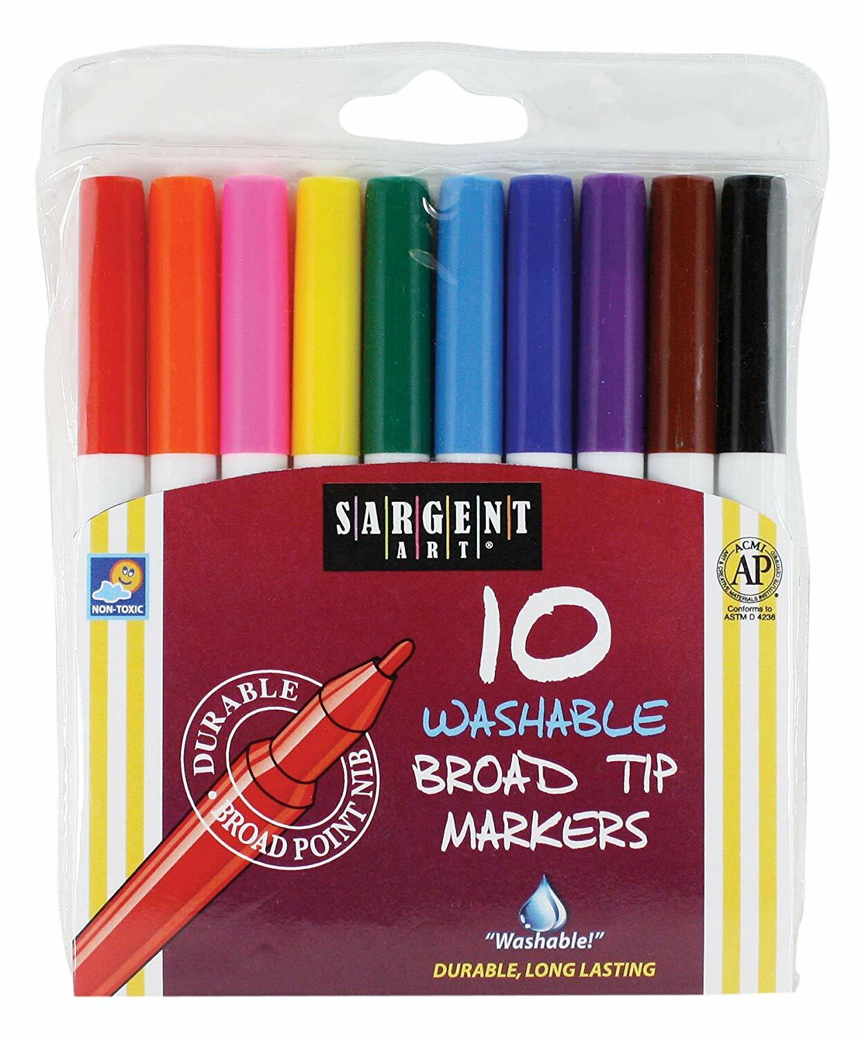 10-Count Washable Bullet Tip Broad Markers in a Pouch