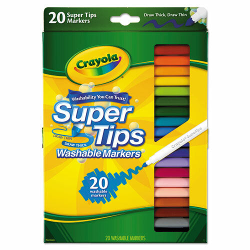Washable Super Tips Markers, Broad/Fine Bullet Tip, Assorted Colors [Pk-20]
