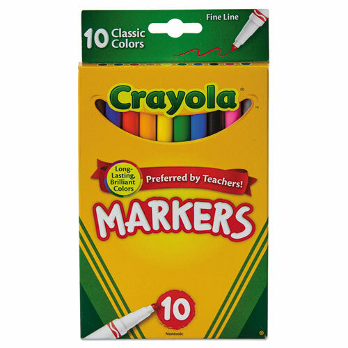 Non-Washable Marker, Fine Bullet Tip, Assorted Colors [Pk-10]