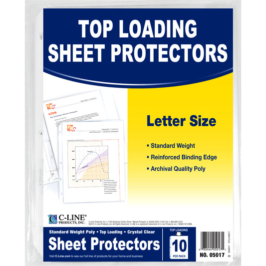 Sheet Protector Clear, Letter, Pk-10