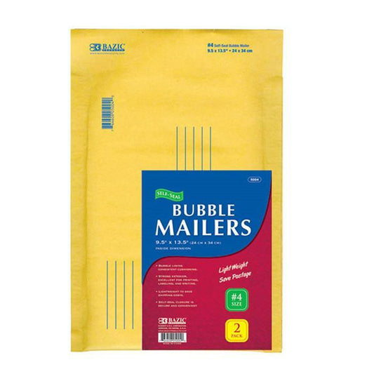 Bubble Mailers (#4) 9.5" X 13.5" Self-Seal [Pk-2]