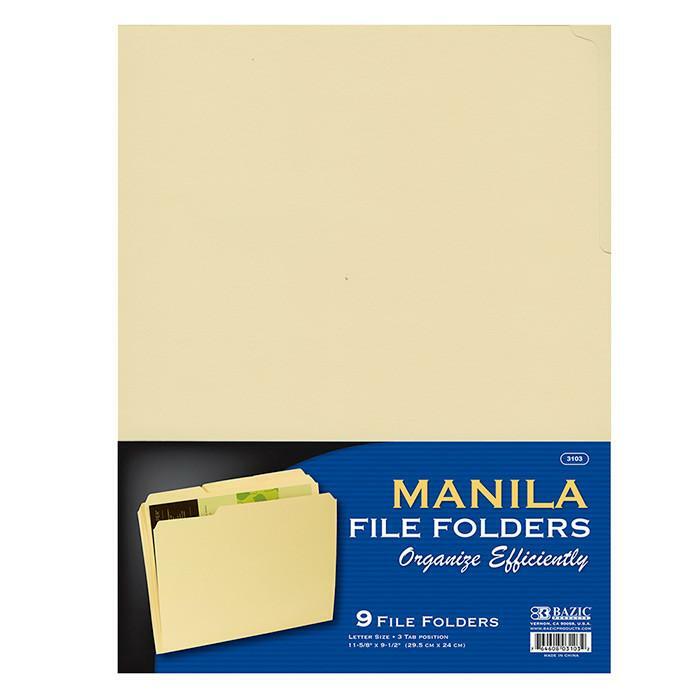 File Folder,1/3 Cut, Letter Size, Manila [pk-9]