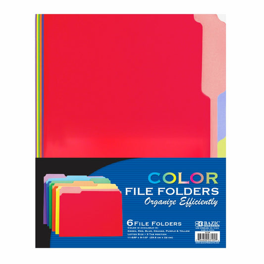 File Folder, 1/3 Cut, Letter Size- Assorted color [pk-6]