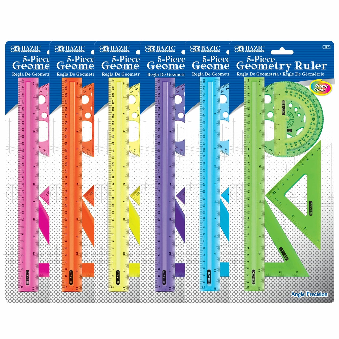 5-Piece Geometry Ruler Combination Sets