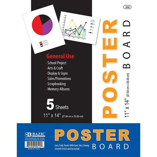 Poster Board White 11" X 14", Pk-5