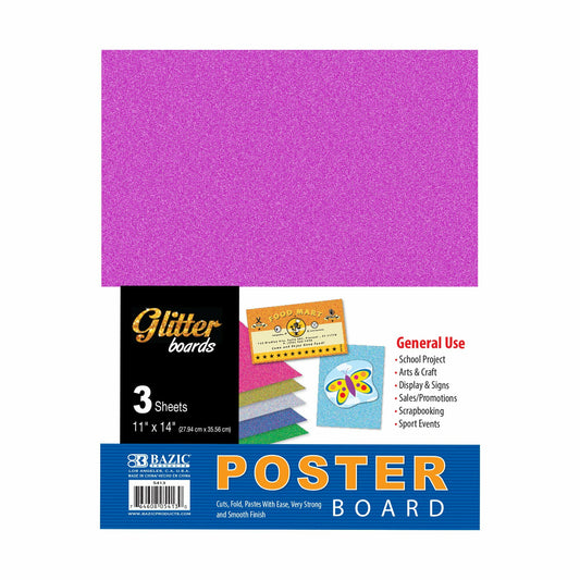 Poster Board Glitter 11" X 14", Pk-3