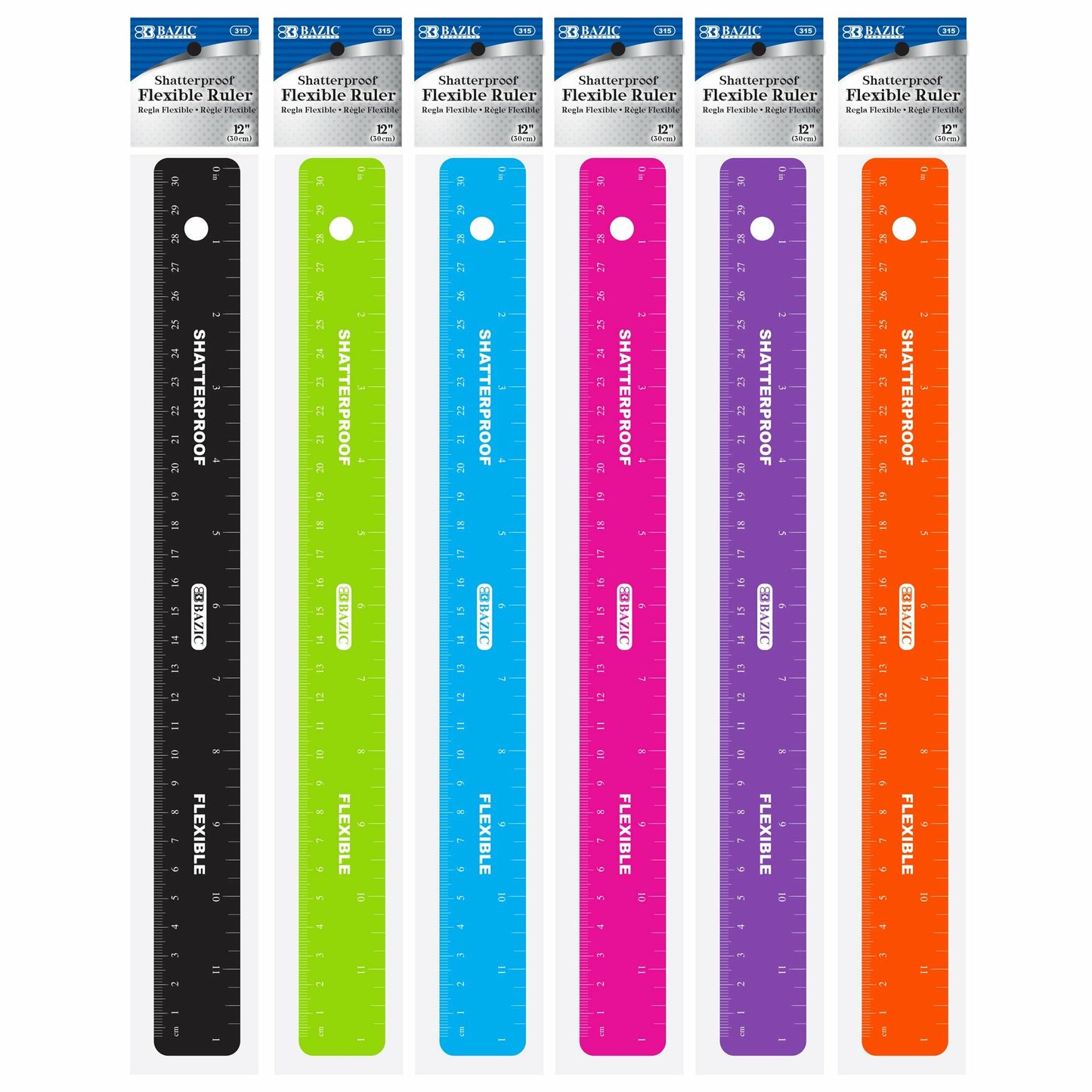 Ruler 12" Flexible, Neon