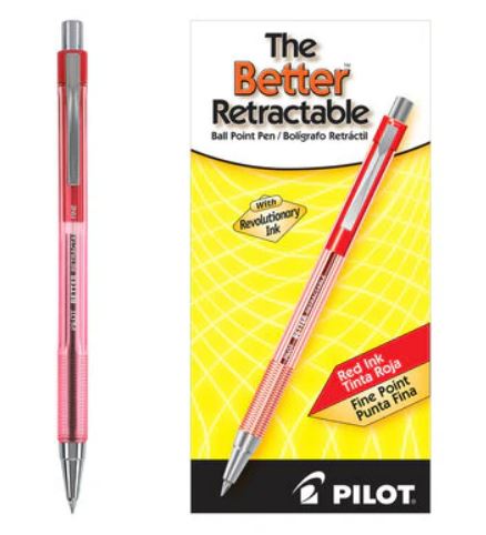 Pen Better Retractable Ballpoint Red