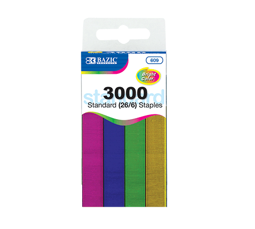 Staples Std (26/6) Bright Colors [pk-3000]