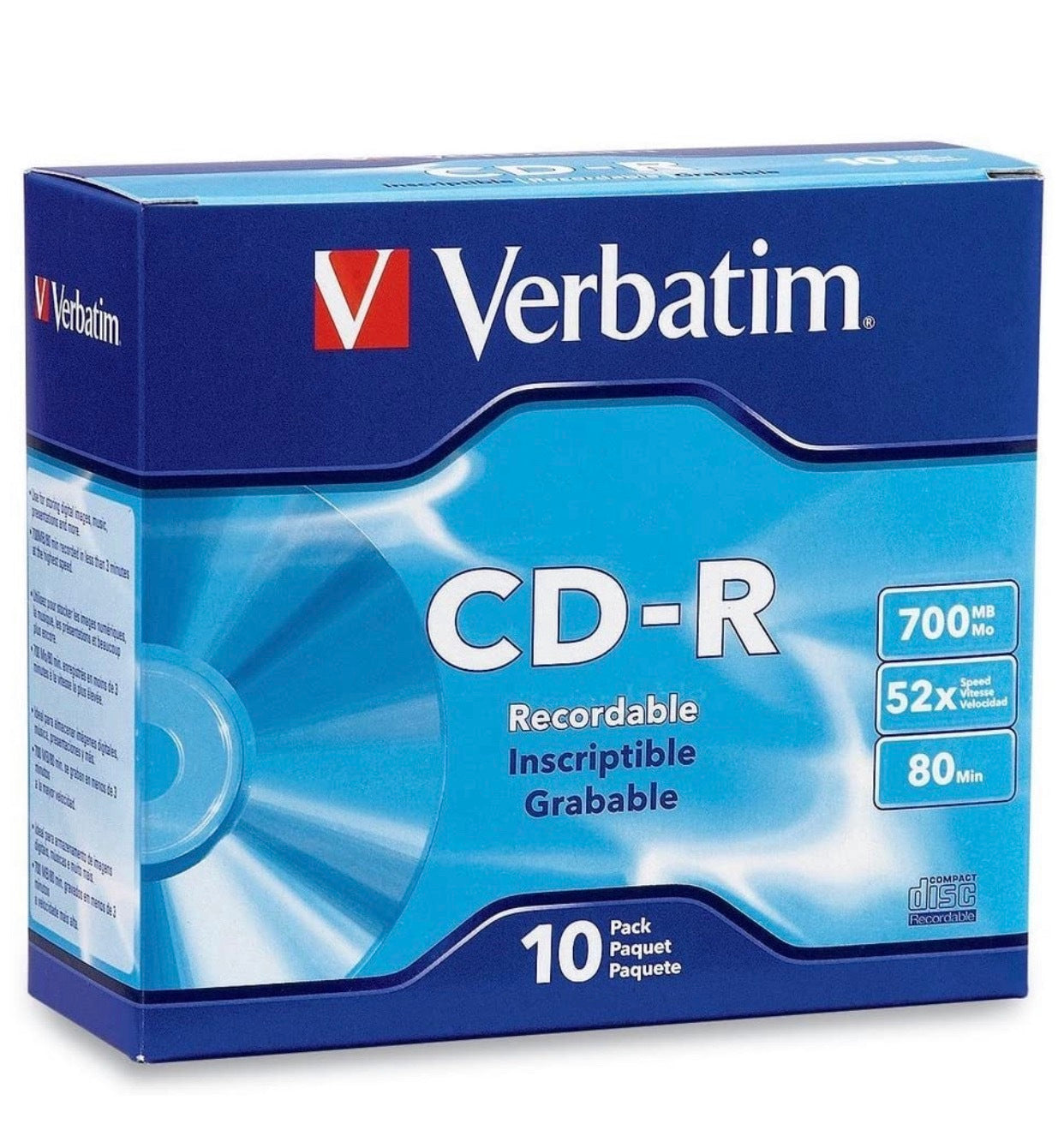 CD-R Verbatim 700MB 80 Minute 52x Recordable Disc