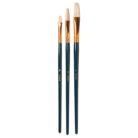 Artists Brush Set - White Bristle - Flat - Size #2, #4 and #6