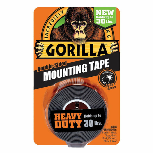 Heavy Duty Mounting Tape, Double-Sided, 1" x 60", Black