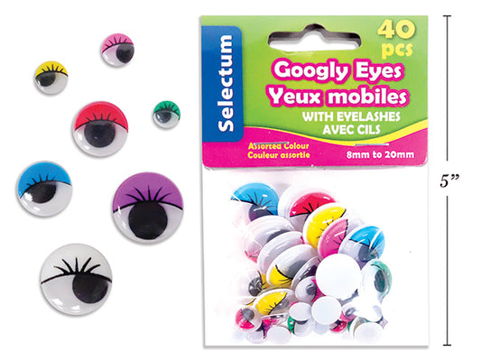 Googly Eyes w/Eyeslashes (pk-40)