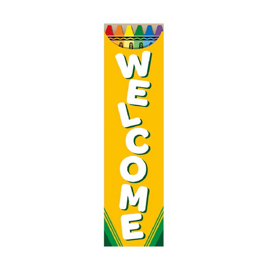 Banner Welcome Vertical Crayola 4ft