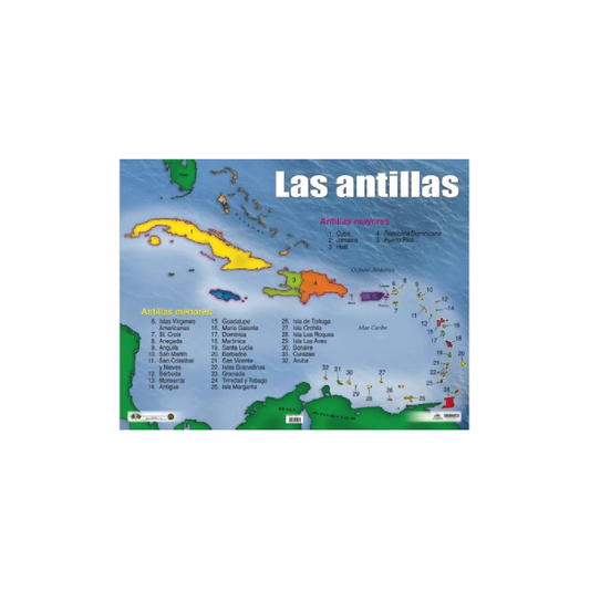 Cartel Mapa de Las Antillas