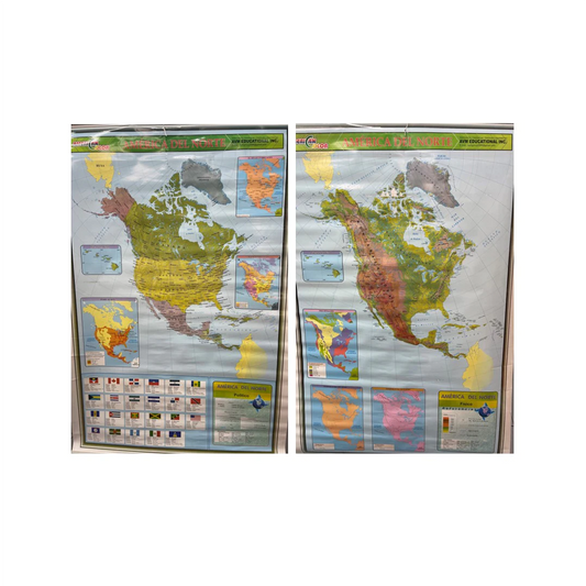 Laminated Wall Map America del Norte 40" x 60"