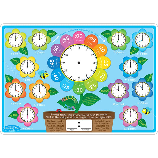 Learning Mat Telling Time 12.25" x 17.5"