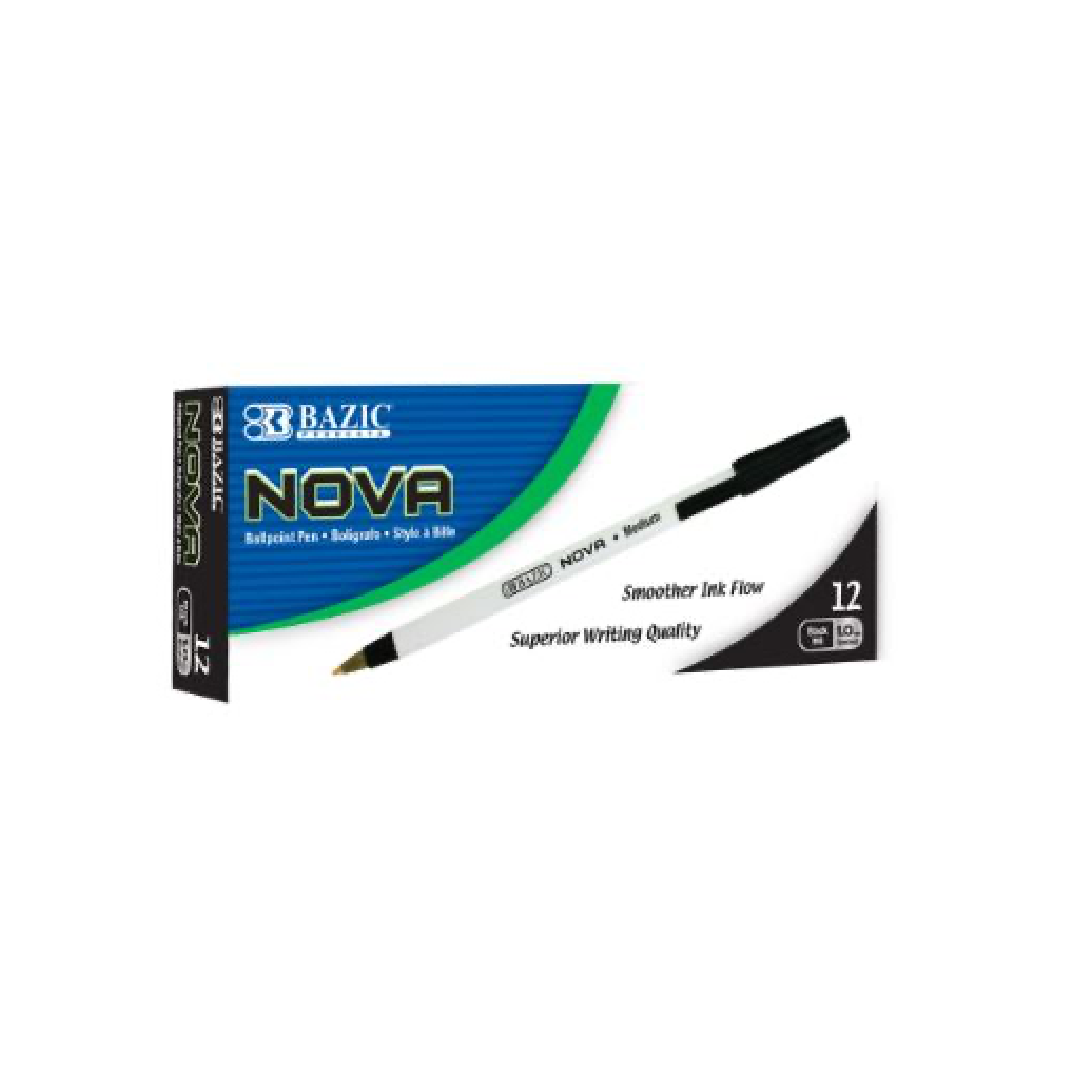 Pen BP Stick Nova Black [pk-12]