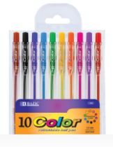 Pen Ballpoint Retractable Colored [pk-10]