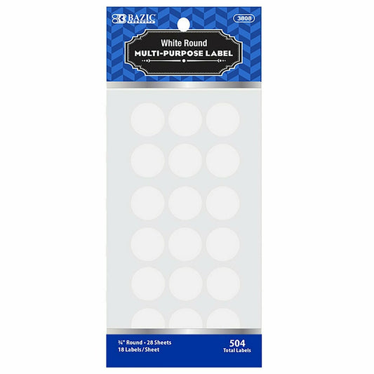 Coding Labels White 3/4" Round [504/pk]