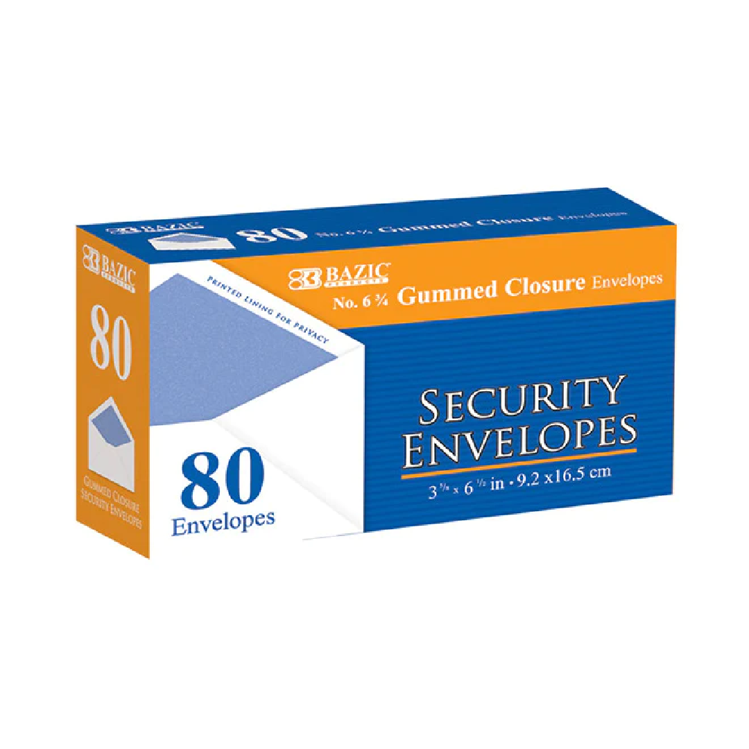 Security Envelopes w/Gummed Closure 6-3/4 [bx-80]