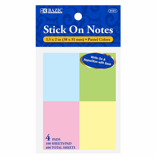 Stick on Notes 1.5x2" [Pk-4]