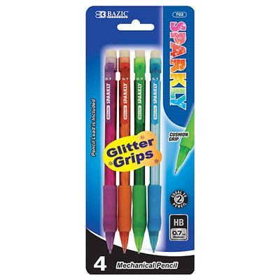 0.7mm Sparkly Mechanical Pencil w/ Glitter Grip [4/Pk]
