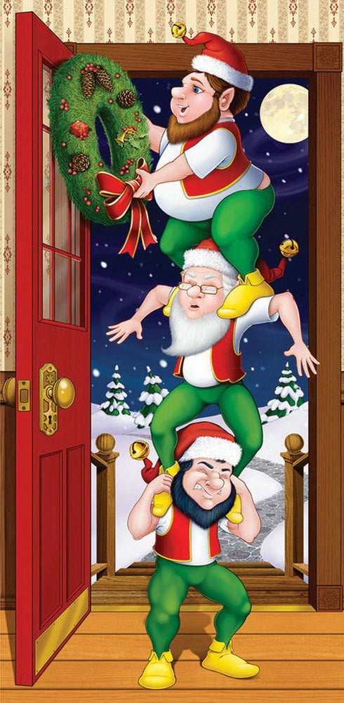 Door Cover Christmas Elves