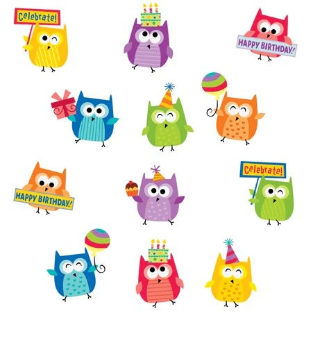 Stickers Happy Birthday Owls  (pk-60)