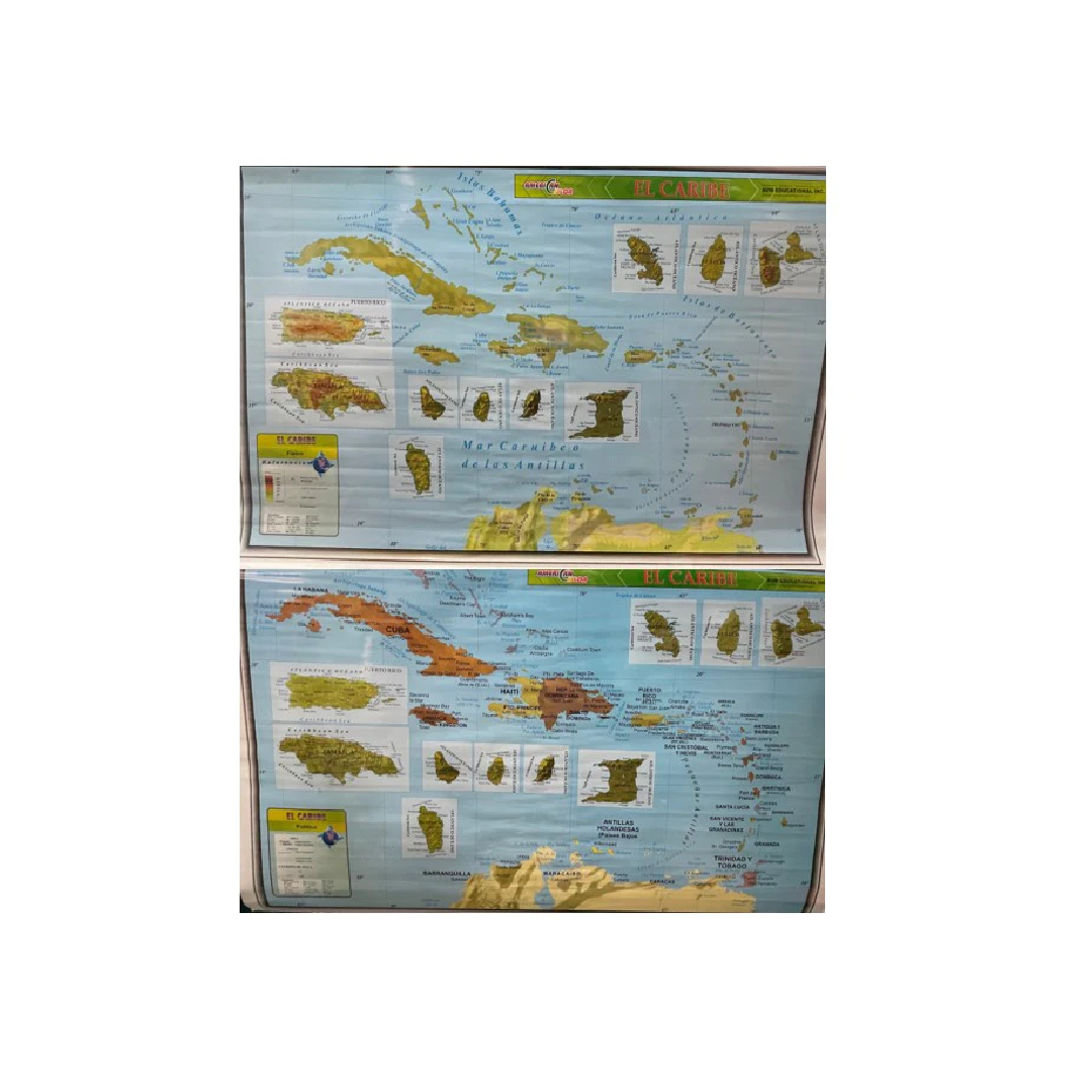 Laminated Wall Map El Caribe 36" x 60"