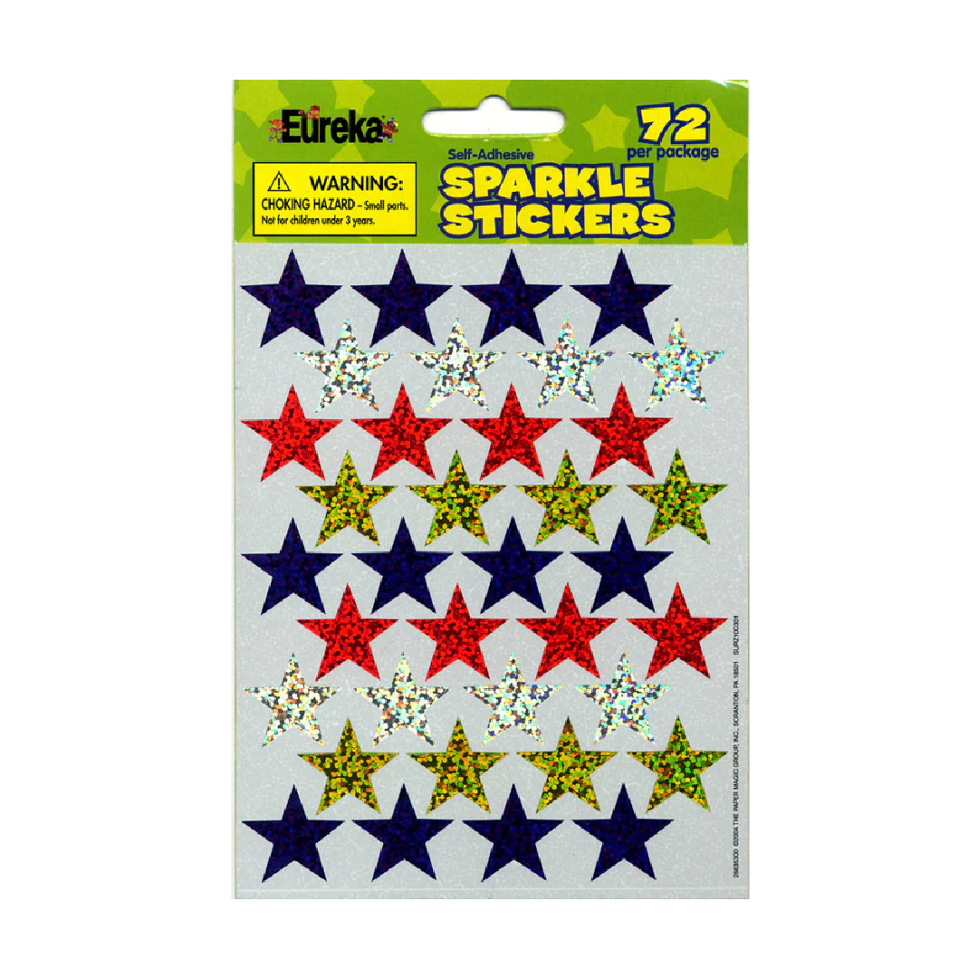 Stickers Sparkles 3/4" Asst. Stars [pk-72]
