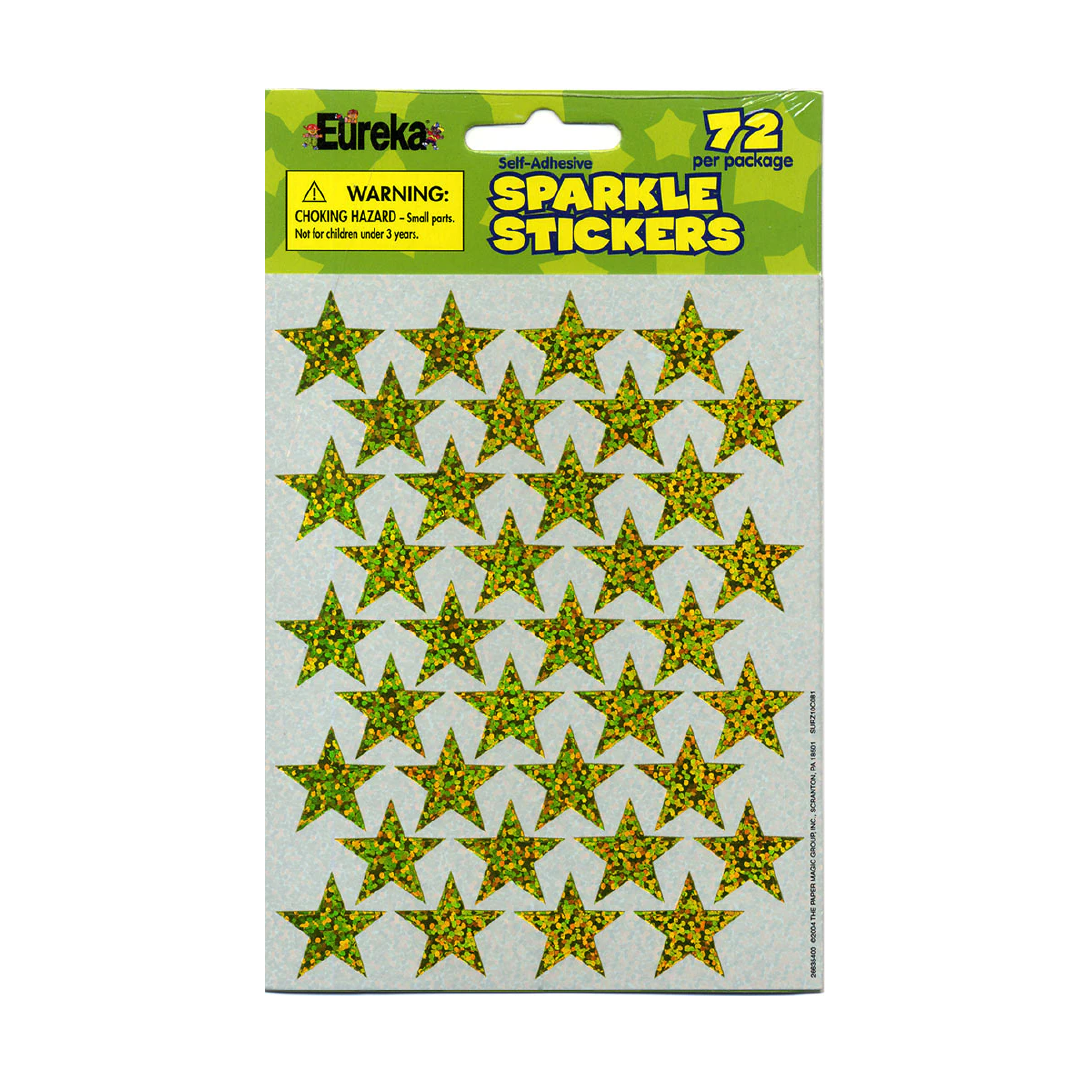 Stickers Sparkles 3/4" Gold Stars [pk-72]