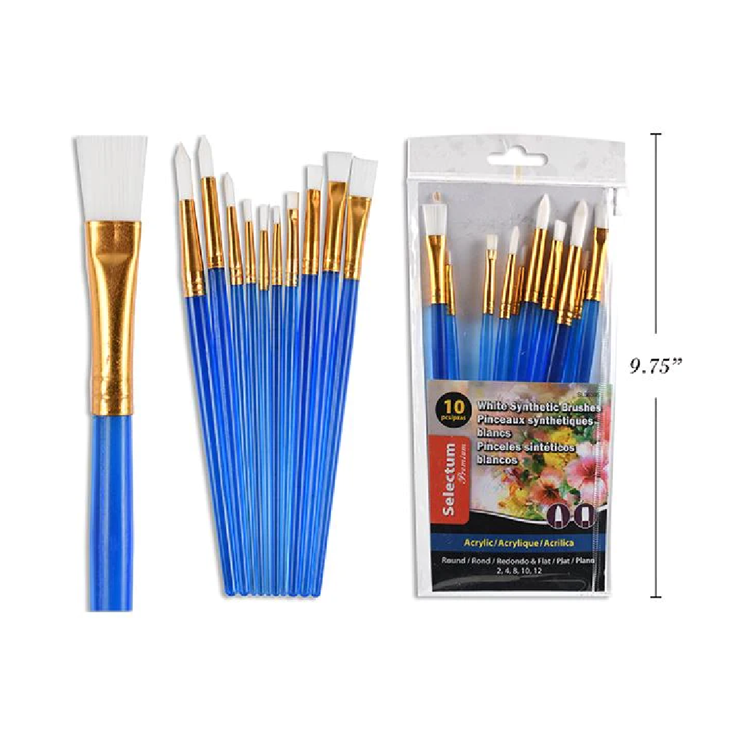 Brushes White Synthetic [pk-10]
