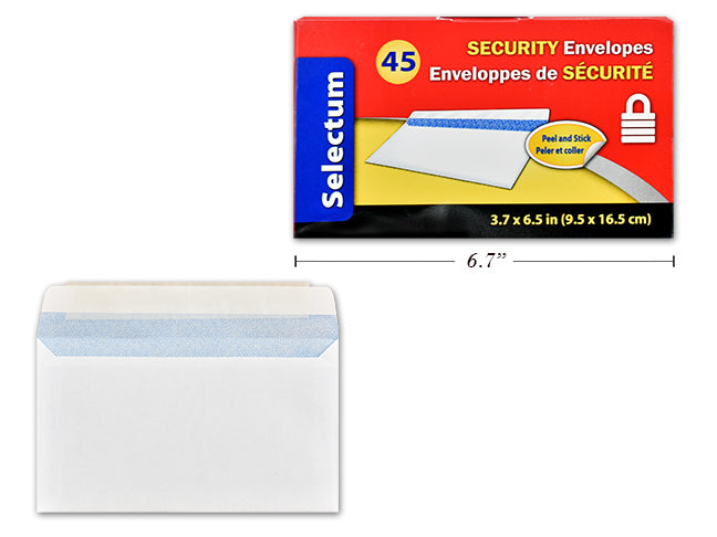 Envelopes #6-3/4 White Peel & Seal Security, 45ct.
