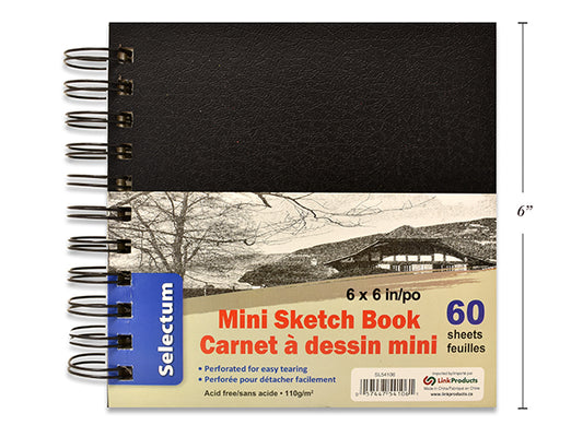 Sketch Book Black Hard Spiral 6x6"