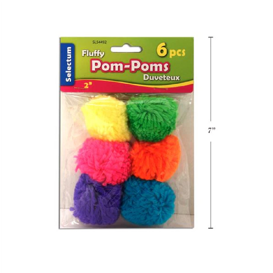Craft Pom Poms Fluffy 2" (6/pack)