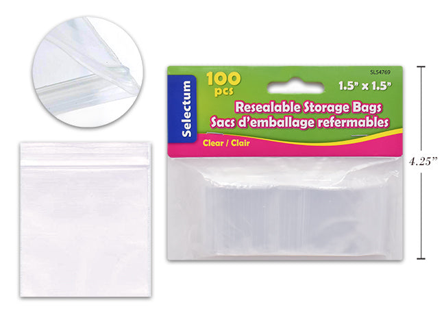 Zip Lock Clear Bags 1.5x1.5" (100/pack)