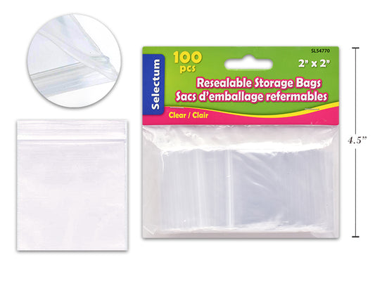 Zip Lock Clear Bags 2x2" (100/pack)