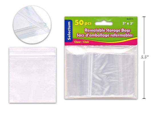 Zip Lock Clear Bags 3x3" (50/pack)