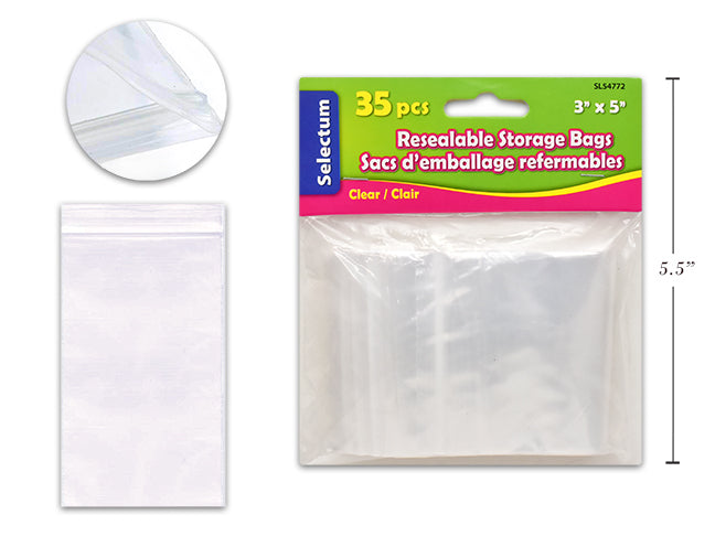 Zip Lock Clear Bags 3x5" (35/pack)