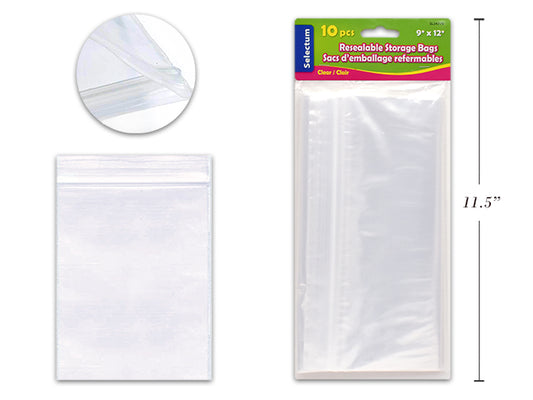Zip Lock Clear Bags 9" x 12" [pk-10]