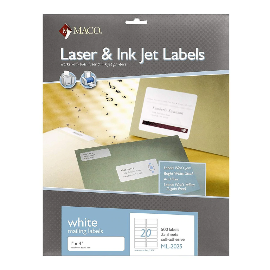 Label Laser/IJ 1 x 4" White [pk-500]