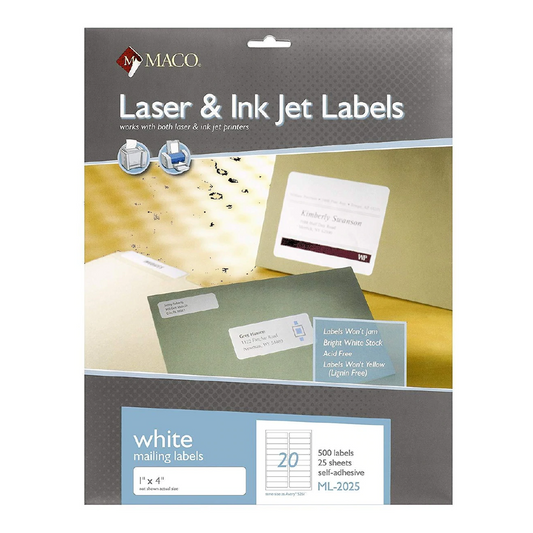 Label Laser/IJ 1 x 4" White [pk-500]