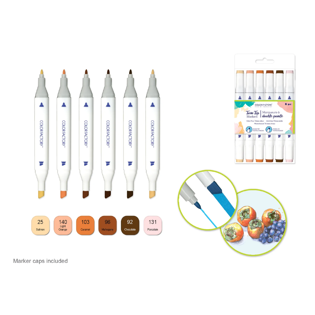 Water-Based Twin Markers Skin Tones [pk-6]