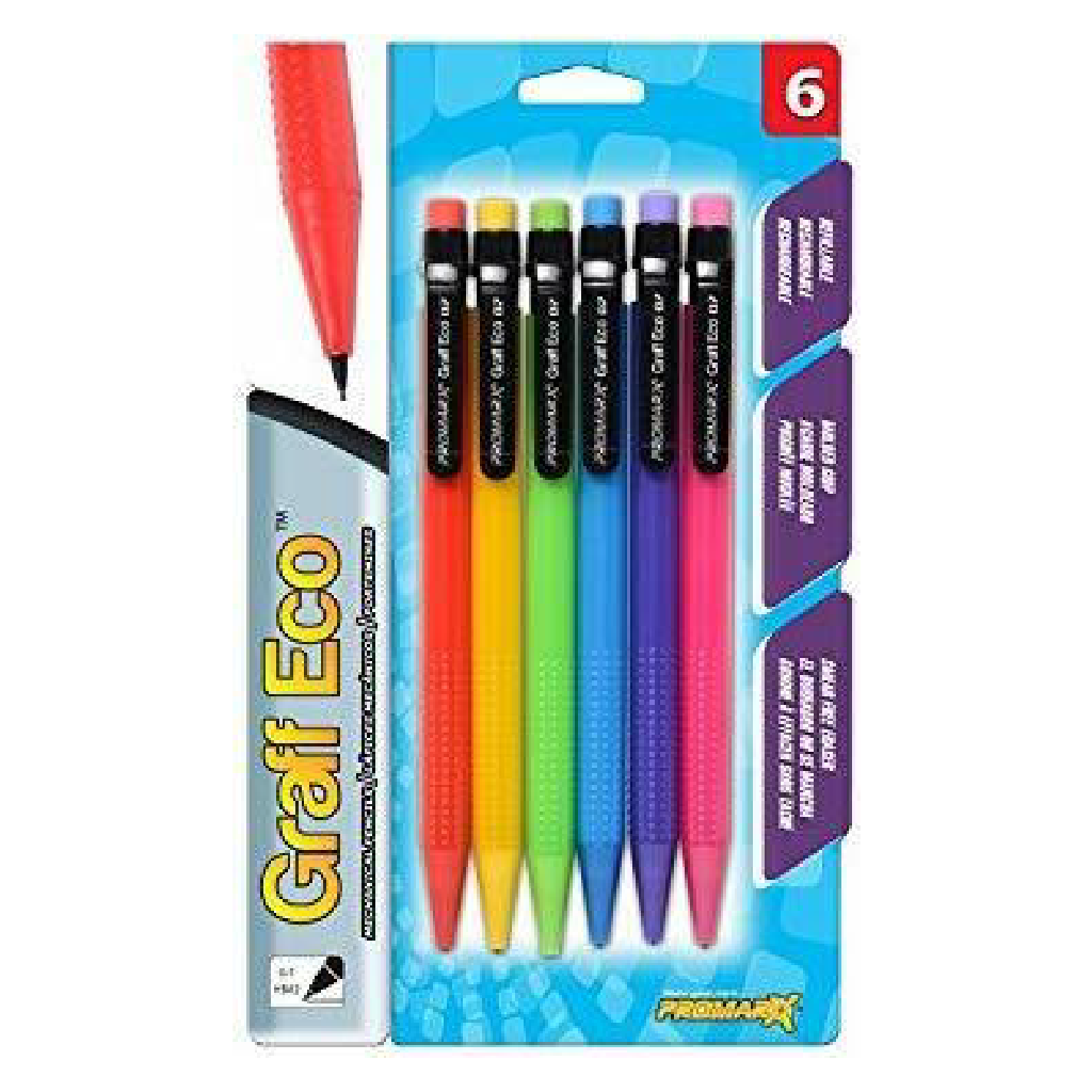 Mechanical Pencils 0.7mm, Assorted Colors [Pk-6]