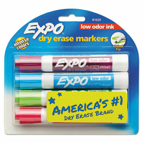 Expo Low Odor Dry Erase Markers, 4 Intense Colors