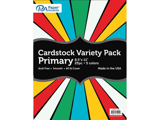 Cardstock 8.5"x11" Primary Colors (25/pack)
