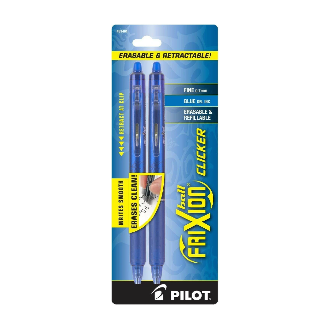 FriXion Clicker Erasable Gel Ink Pen, Fine, Blue [Pk-2]
