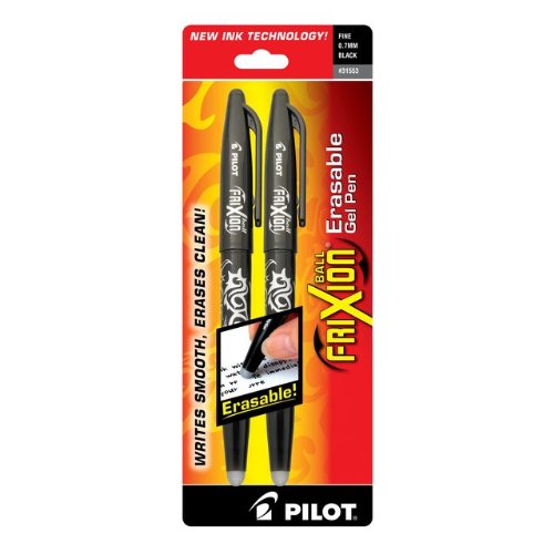 Pen Frixion Pilot Black 0.7mm-Fine [pk-2]